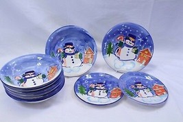 Emerald Holiday Christmas Bowls Salad Plate Saucers Lot of 9 - £30.72 GBP