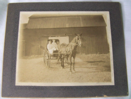 c1900 Antique Horse Sulky Carriage Cabinet Photo Byron Center Ny Morey Ranch - £11.86 GBP