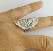 Tuareg Ring Long Handmade Silver Ethnic Jewelry Tribal African Gypsy Hippy Oval - £27.45 GBP