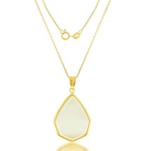 Sterling Silver Nude Yellow Cat’s Eye Teardrop Necklace - Gold Plated - £108.59 GBP