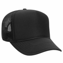 Black Trucker Hat 5 Panel Mid Profile Adjustable Mesh Back Hat 1dz New 3... - £76.23 GBP