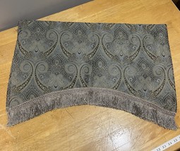 Allen Roth Raja Blue Damask Rod Pocket Valance W/Fringe Scalloped - $19.79
