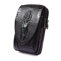 Men Genuine Leather Waist Bag Crocodile Grain Cell/Mobile Phone Cover Case Pocke - £29.16 GBP