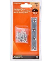 Hillman Hardware Essentials 851678 Steel Mending Plate Zinc 4&quot; x 5/8&quot;, 4... - $28.37