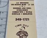 Matchbook Cover Time Out Tavern  Seafood Steaks Pizza  Durham, CT  gmg U... - $12.38