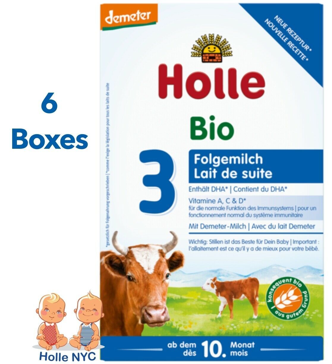 Holle Stage 3 Organic Baby Formula with DHA 6 boxes 600g Free Shipping - $159.95