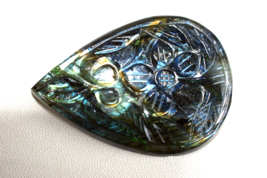 Carved Labradorite cabochon gemstone Teardrop Shape blue Labradorite stone - $17.25