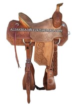 Western Leather Roughout  Roping Saddle Flower Tooled With Tack Set Free... - $5,936.28 MXN+