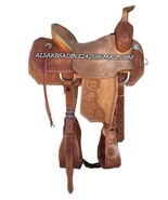 Western Leather Roughout  Roping Saddle Flower Tooled With Tack Set Free... - $319.77+