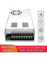 AC 110/220V DC 12V 50A 600W Converter Switch Mode Power Supply LED Trans... - $68.33 CAD