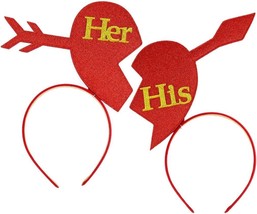 Valentines Day Headbands for Women Red Arrow Heart Headband Glitter Cupid Hearts - £18.44 GBP