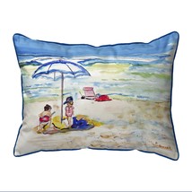 Betsy Drake Playing On The Beach Extra Large Zippered Pillow 20x24 - £62.53 GBP