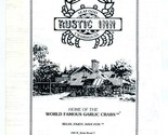 Rustic Inn Menu State Road 7 Margate Florida World Famous Garlic Crabs - £9.41 GBP