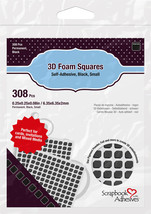 Scrapbook Adhesives 3D Self-Adhesive Foam Squares 308/Pkg-Black, .25&quot;X.25&quot; - £11.71 GBP