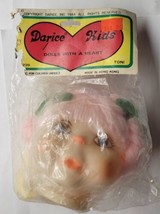 Darice Kids Doll Head Toni  #1239 Pink Hair With Hands and Green Bows 1984 - £7.88 GBP
