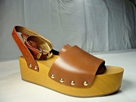 Sam Edelman Brynn Brown Open Toe Leather Wedge Platform Sandal Womens 11... - £40.09 GBP