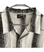 Southpole Y2K Vtg 2XL Men Spell-Out AOP Button Up Short Sleeve Striped P... - $42.74