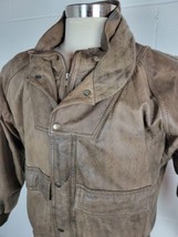 Vintage 80s Expedition Weekends Mens Brown Leather Bomber Jacket Sz Large - $59.40