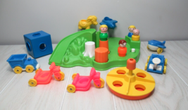 Fisher Price Little People vintage playground kids lot plane trike cube ... - £23.29 GBP