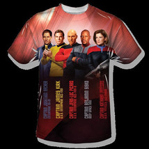 Star Trek Captains Single Side Sublimation Front Print Adult T-Shirt, NEW UNWORN - £19.02 GBP