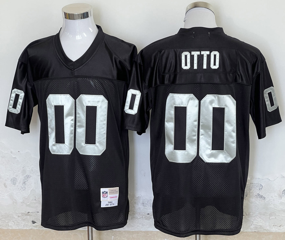 Men&#39;s Jim Otto #00 Stitched Jersey Black Silver - $55.89