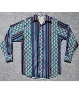 Vintage Steer West Mens Button Up Western Shirt Made in USA Medium Purpl... - $40.74