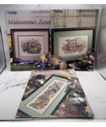 LOT 3 Cross Stitch Patterns Midsummer Roses Garden Party &amp; Spring Gather... - $10.95