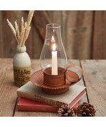Rustic Tin Chamberstick Candle Holder with Glass Hurricane - $44.94 CAD