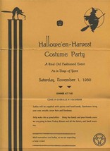 Hallowe&#39;en Harvest Costume Party Invitation 1930 Illinois Athletic Club ... - £29.60 GBP