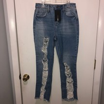 NWT Fashion Nova SZ 5 You Go Girlfriend Distressed Jeans Inseam 26&quot; Rise... - $11.87