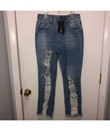 NWT Fashion Nova SZ 5 You Go Girlfriend Distressed Jeans Inseam 26&quot; Rise... - $16.16 CAD