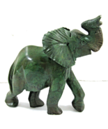 Jade Elephant Polished Hand Carved Good Fortune Trunk Up and Lifted Leg - £154.28 GBP