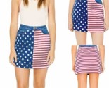American USA Flag Jean Skirt Denim July 4th Patriotic Stars &amp; Stripes Me... - £11.92 GBP