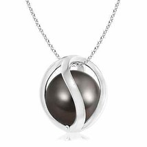 ANGARA Tahitian Pearl Cage Pendant Necklace in 14K Solid Gold - £610.78 GBP