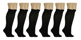 Black Diabetic Knee Socks for Men and Women with Full Cushioned Sole 6 Pairs - £22.06 GBP