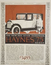 1921 Print Ad For The New 1922 Haynes 75 Sedan 7 Passenger Car Kokomo,Indiana - $22.48