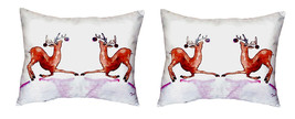 Pair of Betsy Drake Dancing Deer No Cord Pillows 16 Inch X 20 Inch - £62.21 GBP