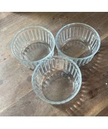 Vintage French Arcuisine Glass Ramekin Set - 3 Ribbed Custard Soufflé Di... - $15.00