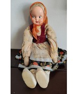 Vintage Polish Sawdust rag Doll Blonde Blue Eyes celluloid face - $399.23 MXN