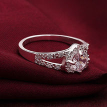 Pretty Cheap Fashion 925 Silver Plated Women Crystal  Bridal Lady heart Ring - £3.15 GBP