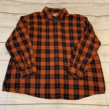Duluth Trading Flannel Shirt Orange Rust Plaid Mens Size 3XLT 3XL Tall - £19.57 GBP