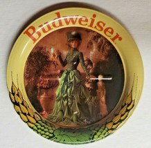 Vintage Budweiser Beer Anheuser Busch Lady in Green Metal Coaster 3.5&quot; N... - £7.18 GBP