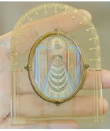 Vintage Carved Lucite Hand Painted Convex Glass Religious Painting Icon - €34,98 EUR