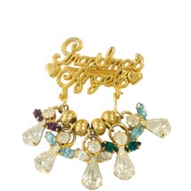 Vintage Grandma 5 Angel Charm Brooch Pendant Crystal Charms Excellent Condition - £18.86 GBP