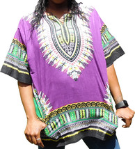 Womens Purple Dashiki Shirt African Blouse Top Rap Rapper ~ Fast Shipping - £9.48 GBP