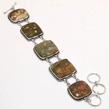 Ocean Jasper Cushion Shape Gemstone Fashion Ethnic Bracelet Jewelry 7-8&quot; SA 1162 - £6.16 GBP