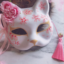Japanese Fox Mask Hand Painted Cat Natsume S Book of Friends Pulp Fox Half Face - £13.86 GBP+