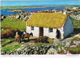 Postcard Thatched Cottage Connemara County Galway Ireland - £1.68 GBP
