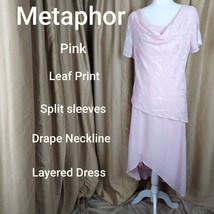Metaphor Pink Layered Split Sleeves Dress Size 10 - £11.01 GBP