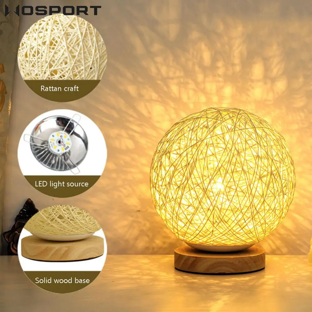 LED 3W Camping Light Rattan Ball Bedroom Lamp USB Rechargeable Eye Protective - £14.90 GBP